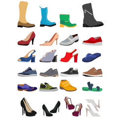 vector isolated fashion shoe set in flat style