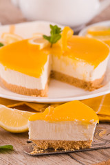 Lemon and mascarpone cheesecake. 