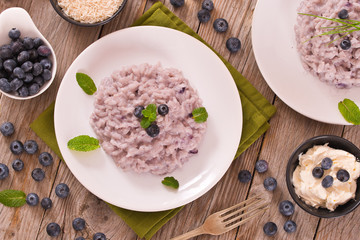 Blueberry risotto with mascarpone. 