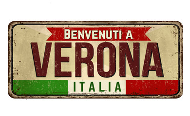 Fototapeta premium Welcome to Verona vintage rusty metal sign