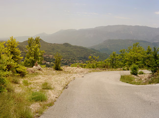 Rural road in the mountains (region Tzoumerka, Epirus, Greece)
