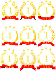 Illustration of a three-star gold laurel to honor the first place set