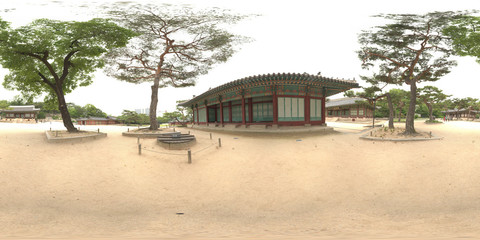 Seoul, South Korea - 30 May 2019 Changgyeonggung Palace. 360 degree panorama view.