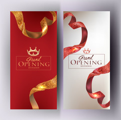 Elegant banners with curly textured ribbons. Vector illustration