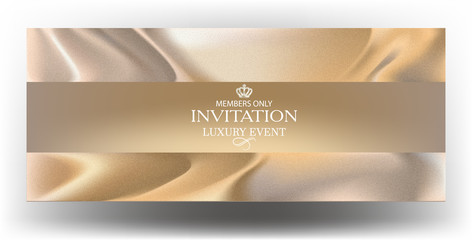 Elegant Luxury invitation with beige fabric on the background. Vector illustration