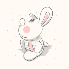 Cute dogcartoon hand drawn vector illustration. Can be used for t-shirt print, kids wear fashion design, baby shower invitation card.