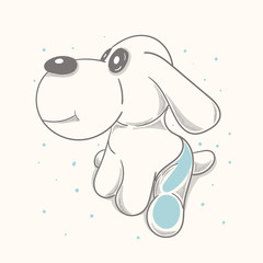 Cute dogcartoon hand drawn vector illustration. Can be used for t-shirt print, kids wear fashion design, baby shower invitation card.