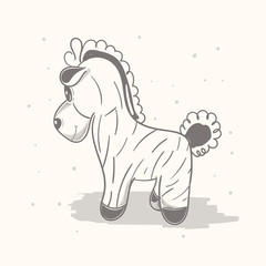 Cute horse cartoon hand drawn vector illustration. Can be used for t-shirt print, kids wear fashion design, baby shower invitation card.