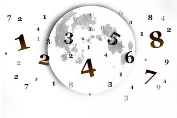 Figures on a blue background, magic numerology