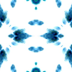 Obraz premium Blue Geometric Watercolor. Seamless Pattern.Surface Ornament.