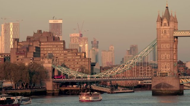 A tourist paddle steamer on the River Thames in London