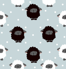 Black sheep with dot Seamless pattern