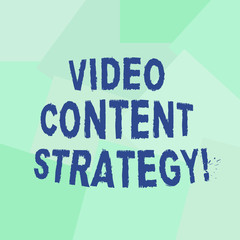 Text sign showing Video Content Strategy. Conceptual photo use specific video format according to buying stages Uneven Geometrical Color Shapes in Flat Random Abstract Pattern photo