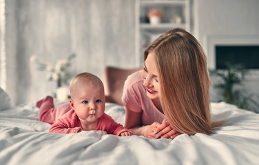 Mother with baby girl