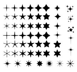 Set of different beautiful star and spakle shapes vector, collection