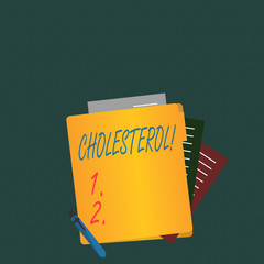 Writing note showing Cholesterol. Business concept for Low Density Lipoprotein High Density Lipoprotein Fat Overweight