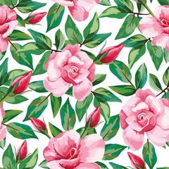 Foto auf Acrylglas Rose pattern seamless white background © berry2046