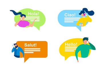 People Bubble Speech International Greeting Phrase
