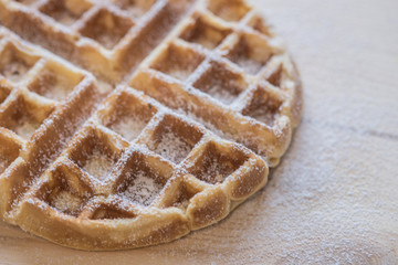 Belgian or Brussels tasty waffels bakery powdered sugar