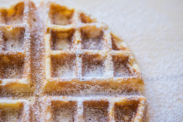 Belgian or Brussels tasty waffels bakery powdered sugar