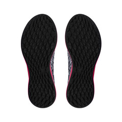 Black sport shoe soles isolated on white.