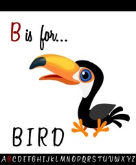 Cartoon Illustration of Capital Letter B with BIRD