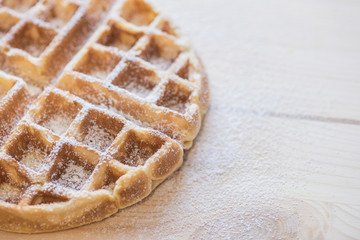 Belgian or Brussels tasty waffels bakery powdered sugar