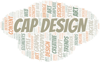 Cap Design word cloud. Wordcloud made with text only.