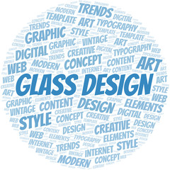 Glass Design word cloud. Wordcloud made with text only.