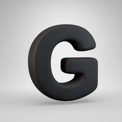 Black rubber uppercase letter G isolated on white background.