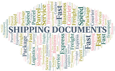 Shipping Documents word cloud. Wordcloud made with text only.