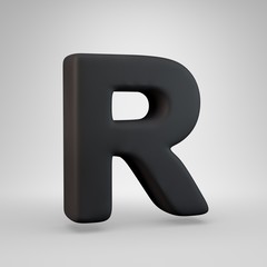 Black rubber uppercase letter R isolated on white background.