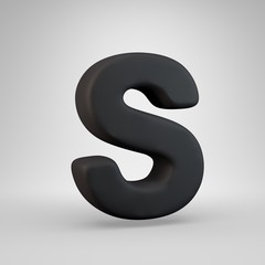 Black rubber uppercase letter S isolated on white background.