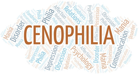 Cenophilia word cloud. Type of Philia.