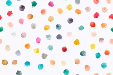 Tapeten Farbe, abstraktes, vielfältiges nahtloses Muster mit bunten Aquarellflecken im Vektor © irinabogomolova