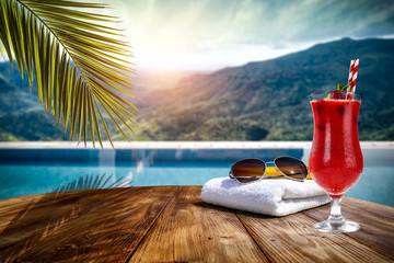 Swimming pool background and free space for your decoration 