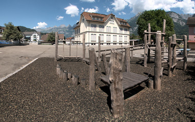 Play area at school in Swiss village of Flums