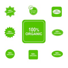 organic logo icon set, healthy food labels