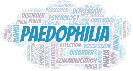 Obraz premium Paedophilia word cloud. Type of Philia.