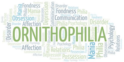 Ornithophilia word cloud. Type of Philia.