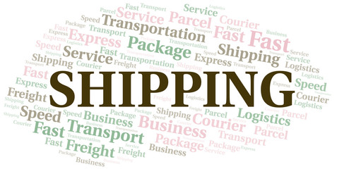 Fototapeta premium Shipping word cloud. Wordcloud made with text only.