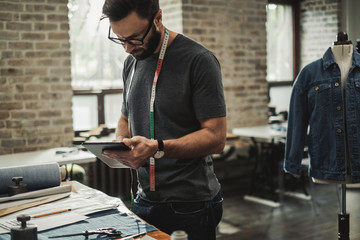 Fashion designer working in his studio
