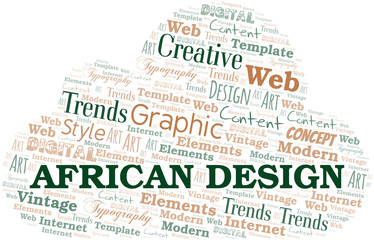 African Design word cloud. Wordcloud made with text only.
