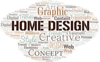 Home Design word cloud. Wordcloud made with text only.