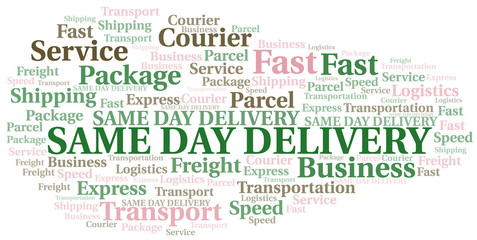 Same Day Delivery word cloud. Wordcloud made with text only.