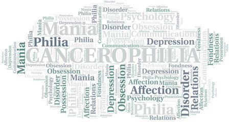 Cancerophilia word cloud. Type of Philia.