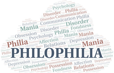 Philophilia word cloud. Type of Philia.