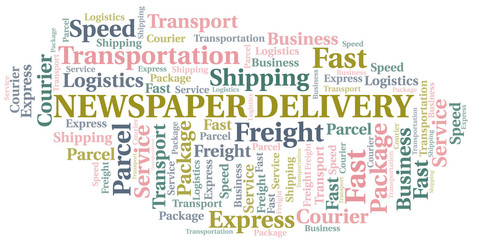 Fototapeta premium Newspaper Delivery word cloud. Wordcloud made with text only.