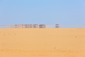 Looking at a mirage in the desert between Abu Simbel and Aswan