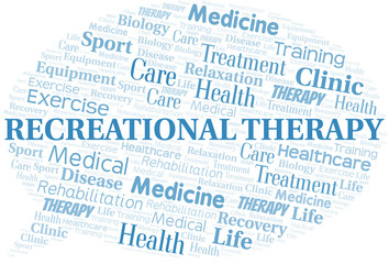Recreational Therapy word cloud. Wordcloud made with text only.